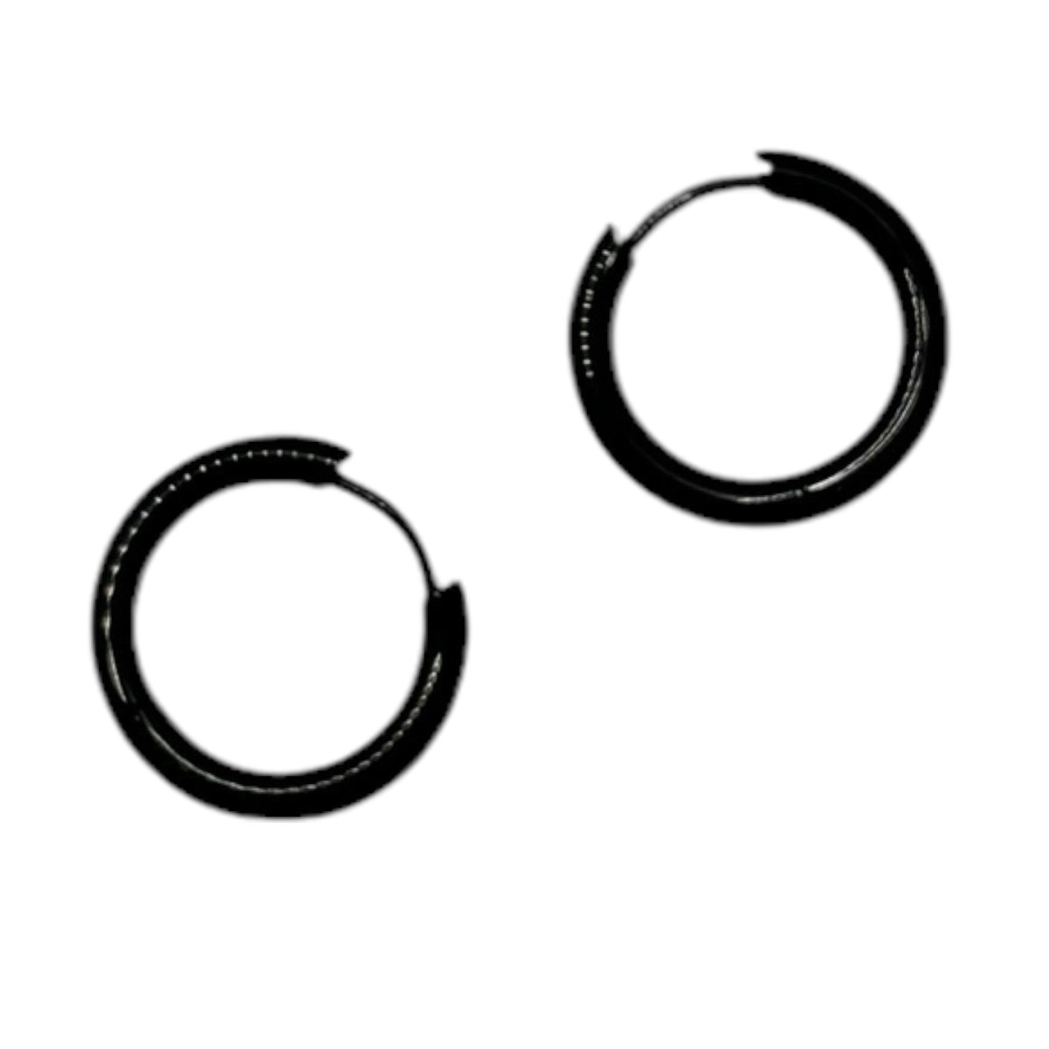 12mm Stainless Steel Hinged Huggie Hoop Earrings – Small Black