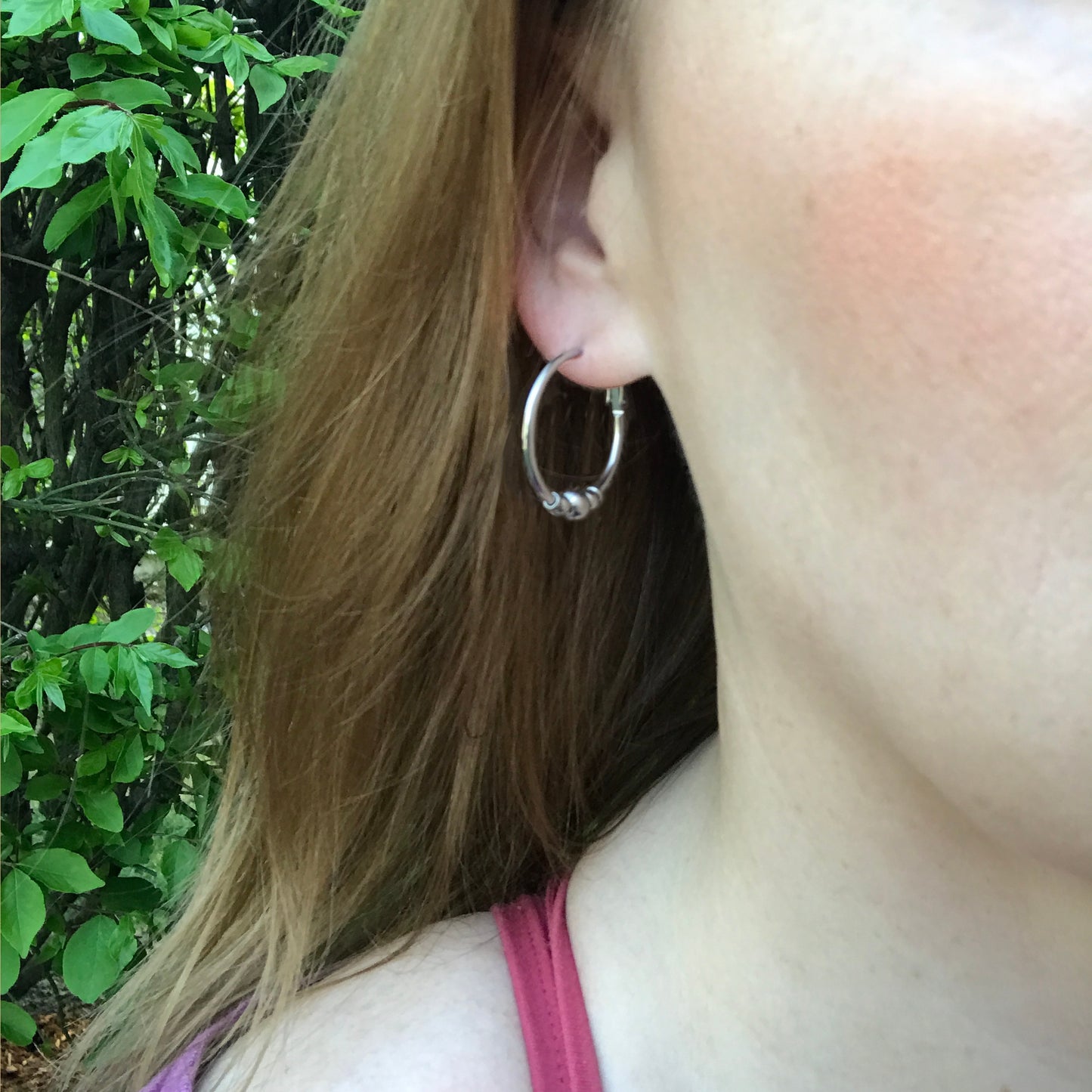 Graduated Bead Hoop Earrings (30mm)