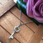 Small Pewter Key Charm Necklace Stainless Steel Chain