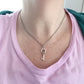 Small Pewter Key Charm Necklace Stainless Steel Chain
