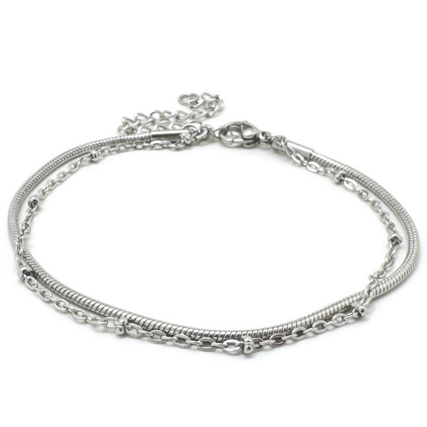 Thin Two Chain Layered Bracelet