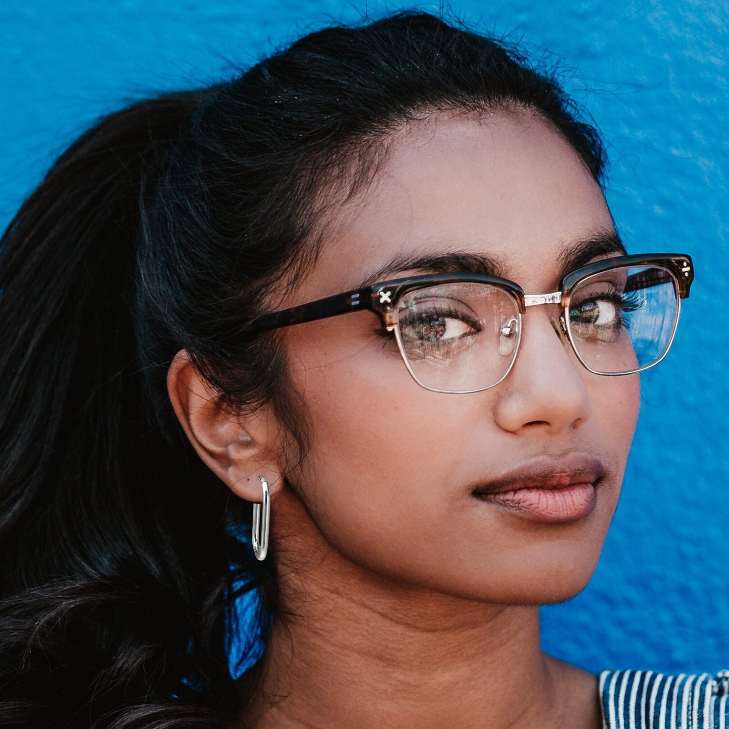 Small Oval Hinged Earrings, Stainless Steel Plain Small Hoops, Minimalist Silver Jewelry, Gender Neutral Hoops, Rectangular Hoop Earrings