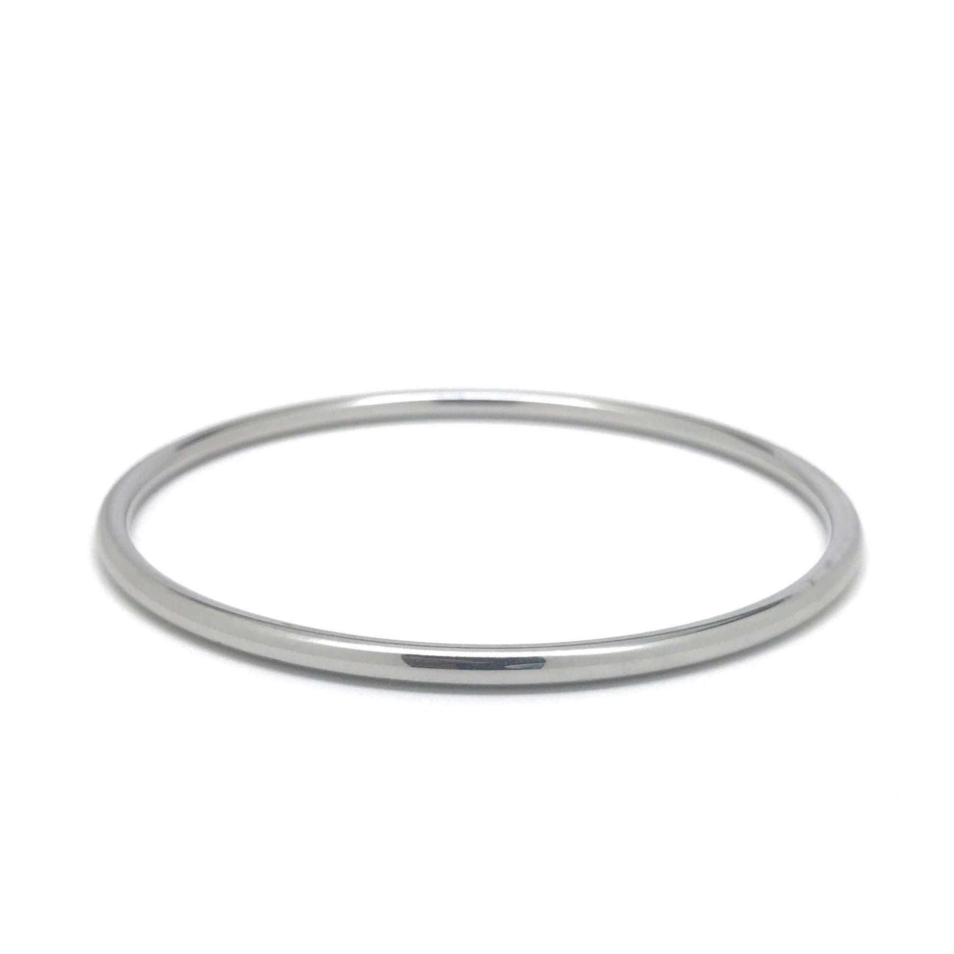 3mm Round Stainless Steel Bangle Bracelet Set of 3, 5 or 7, Stackable Plain Classic Silver Bangle, Simple Minimalist Jewelry, Slip-On Bangle