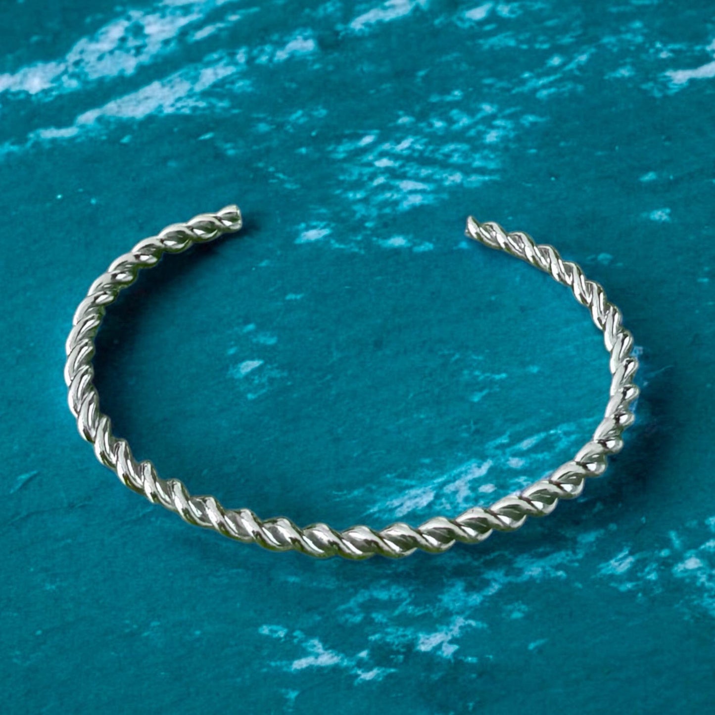 Thin Silver Twist Cuff Bracelet, Stainless Steel Jewelry, Rope Braid, Open Ended Bangle, Adjustable Metal Bracelet, Birthday Gift for Wife