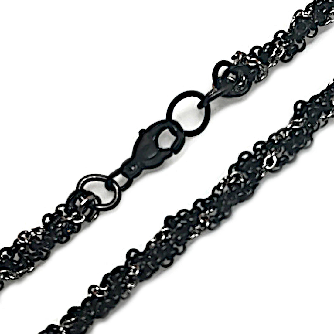 Braided Black and Silver Metal Necklace Chain (5mm)