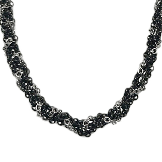 Braided Black and Silver Metal Necklace Chain (5mm)