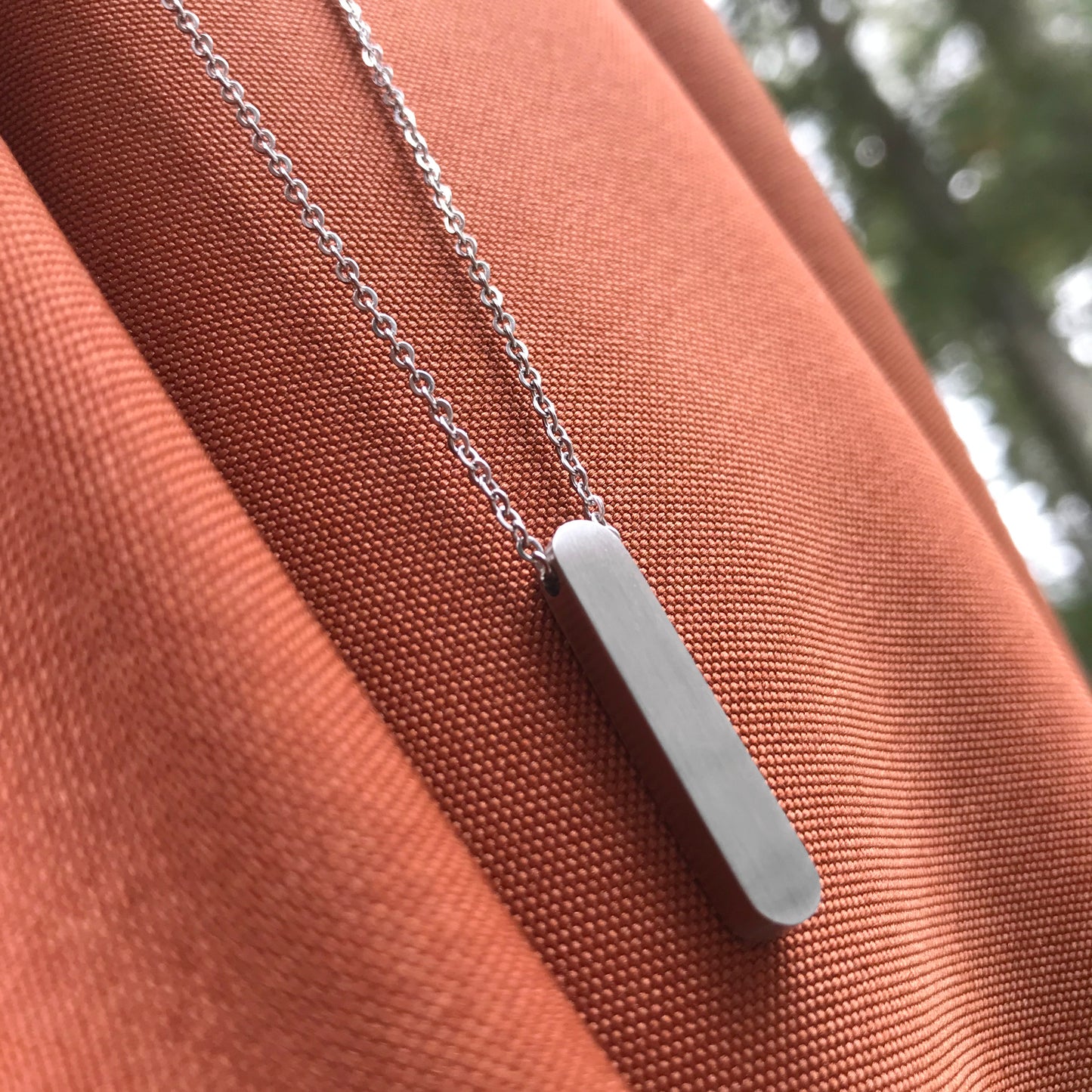 Vertical Large Oval Bar Necklace