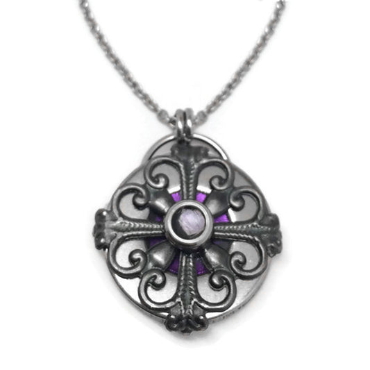 Steel Filigree Purple Circle Necklace - As Seen on The Vampire Diaries