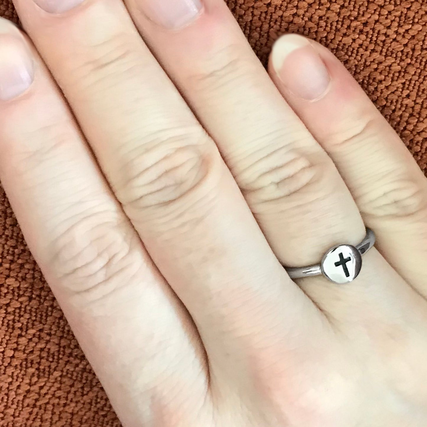 Stainless Steel Cross Ring Womens 2mm Stackable Band
