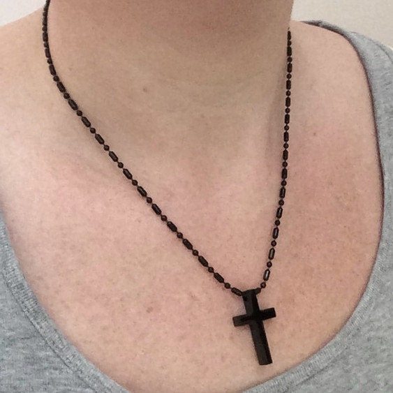Black Cross Necklace, Stainless Steel Jewelry, Religious Pendant, Christian Jewelry, Cross Necklace Men