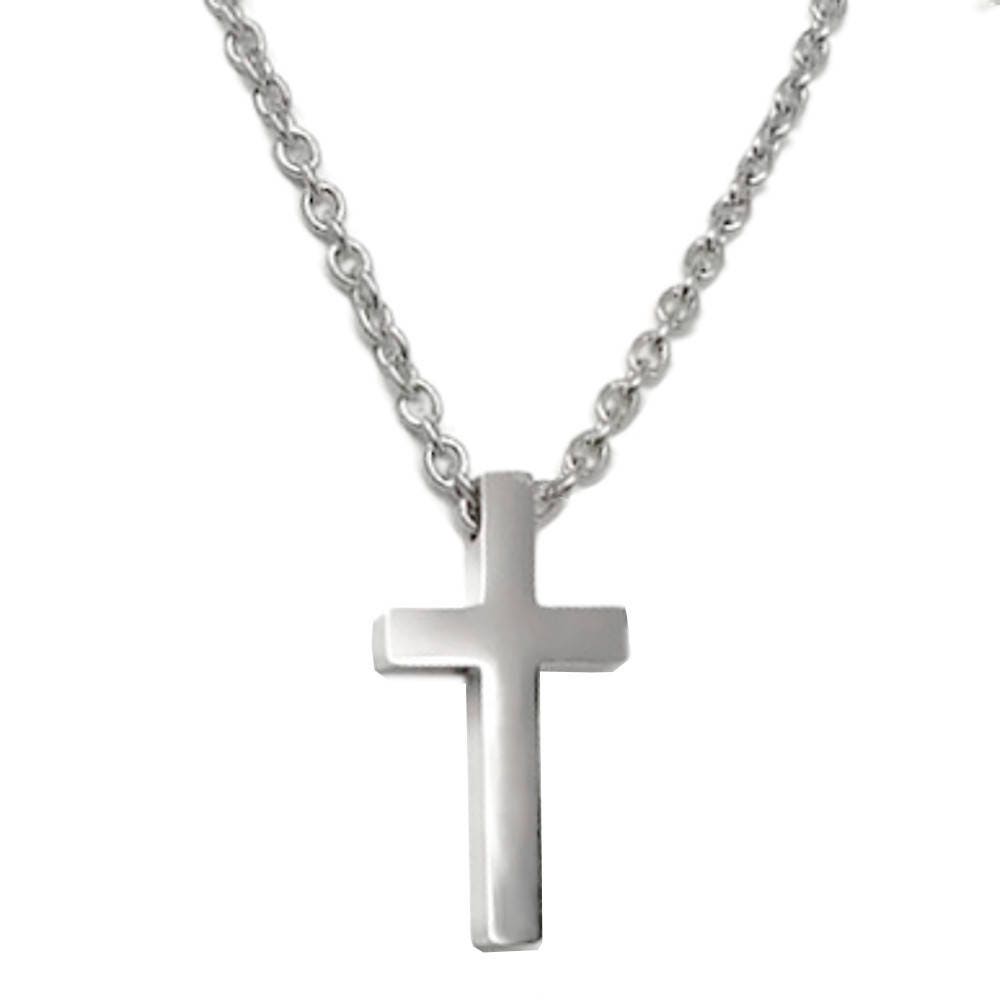 Simple Small Cross Necklace for Men, Stainless Steel Jewelry, Religious Pendant, Christian Jewelry, Adult Baptism Gift