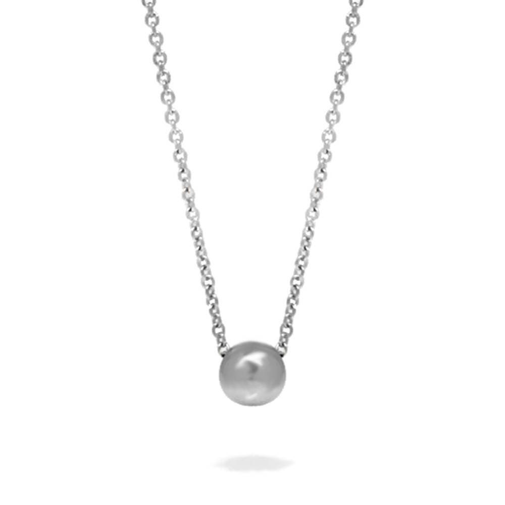 Silver Single Bead Necklace, Stainless Steel Jewelry for Women, Minimalist Style, Layering Necklace, One Bead Pendant, Gifts for Her