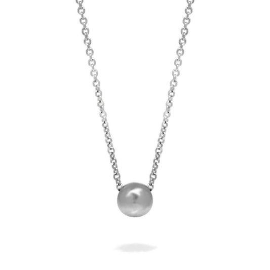 Silver Single Bead Necklace, Stainless Steel Jewelry for Women, Minimalist Style, Layering Necklace, One Bead Pendant, Gifts for Her