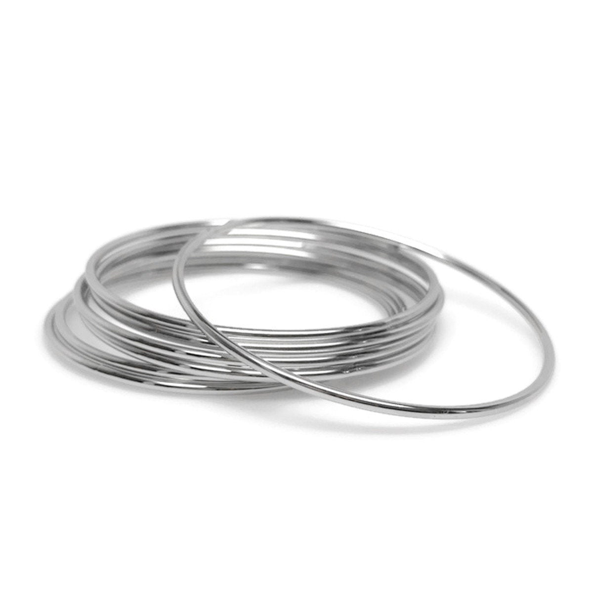 Stackable Bangle Bracelets, Stainless Steel Jewelry, Silver Bangle Set, 8 and 9 Inch Available, Versatile Jewelry, Birthday Gift Idea