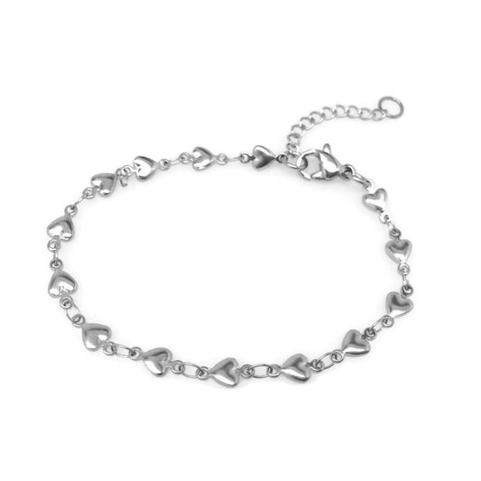 Silver Heart Bracelet, Stainless Steel Jewelry for Women, Girlfriend Gift, Push Present, Bridesmaid Gift, Non Tarnish