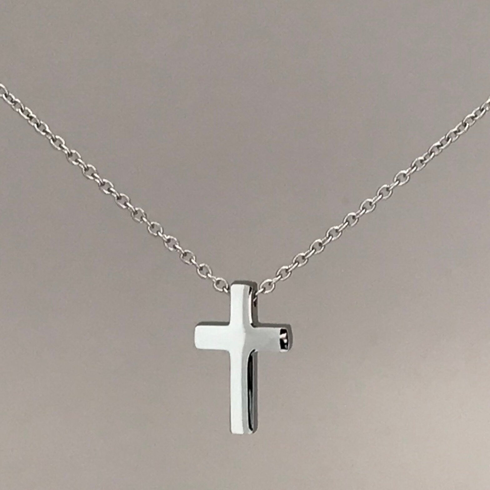 Small Silver Cross Necklace for Women, Gifts for Girls, Jewelry for Teen Boys, Stainless Steel Jewelry, Tiny Religious Pendant