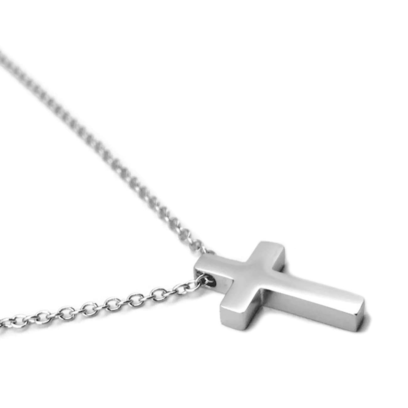 Small Silver Cross Necklace for Women, Gifts for Girls, Jewelry for Teen Boys, Stainless Steel Jewelry, Tiny Religious Pendant