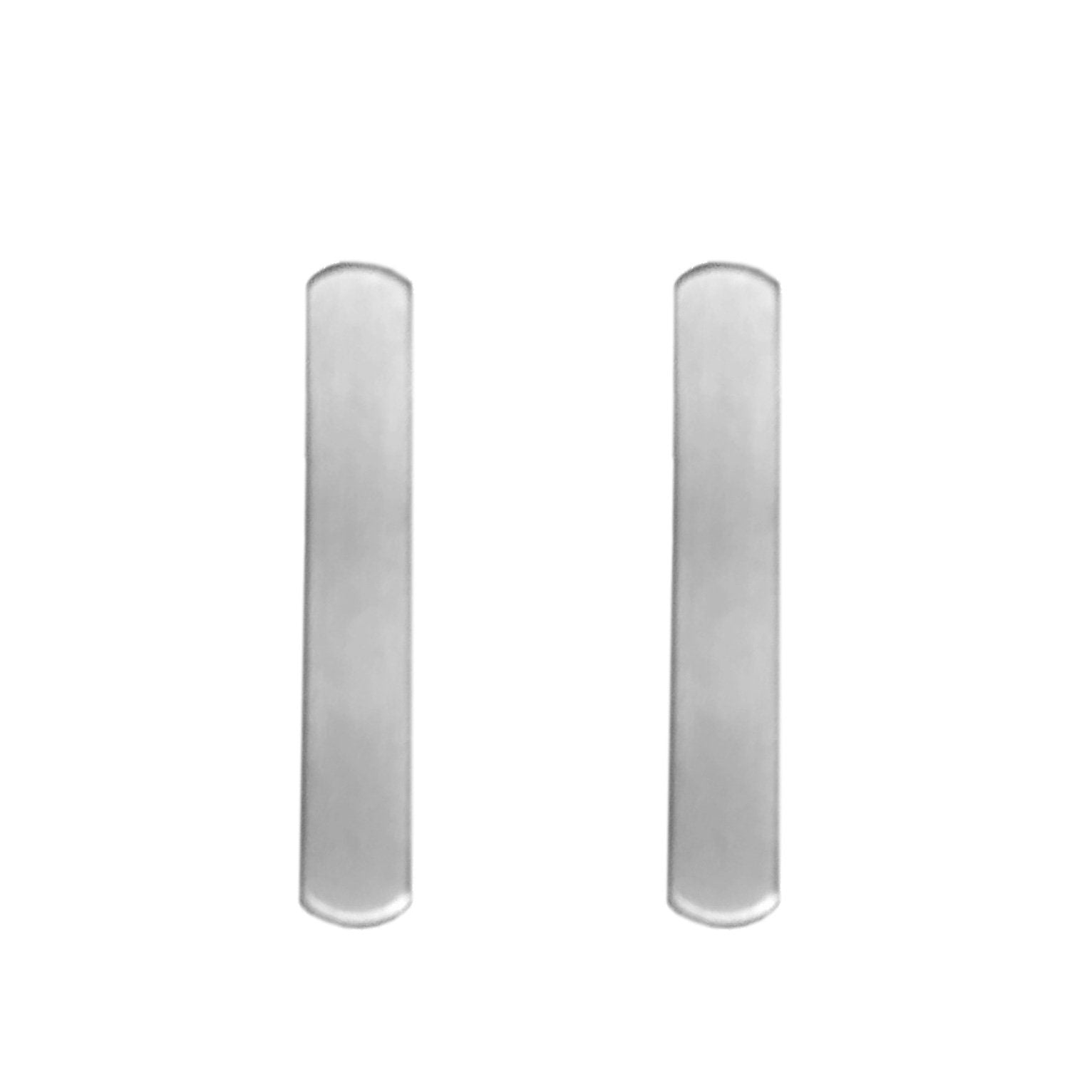 Silver Bar Stud Earrings, Stainless Steel, Oval Post Earrings, Edgy Jewelry, Gift for Girlfriend, Brushed Steel