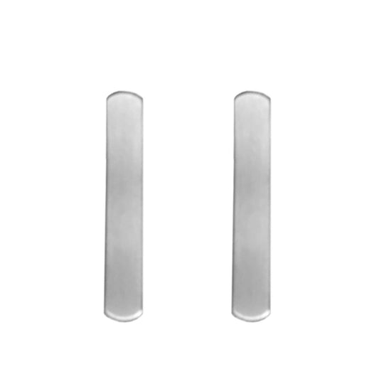 Silver Bar Stud Earrings, Stainless Steel, Oval Post Earrings, Edgy Jewelry, Gift for Girlfriend, Brushed Steel
