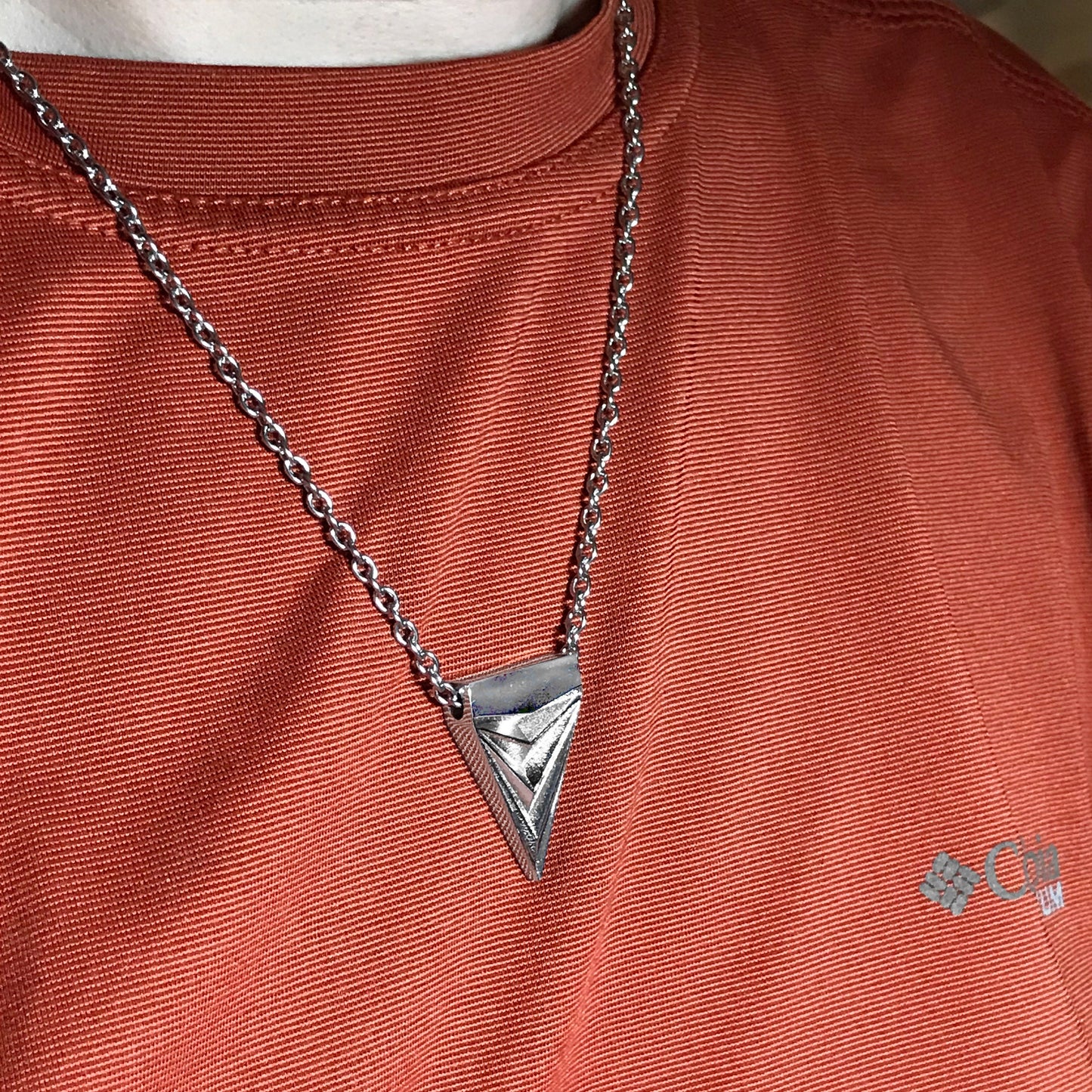 Men's Silver Necklace, Men's Geometric Necklace, Stainless Steel Jewelry, Boyfriend Gift, Mens Triangle Pendant, Cool Jewelry Men