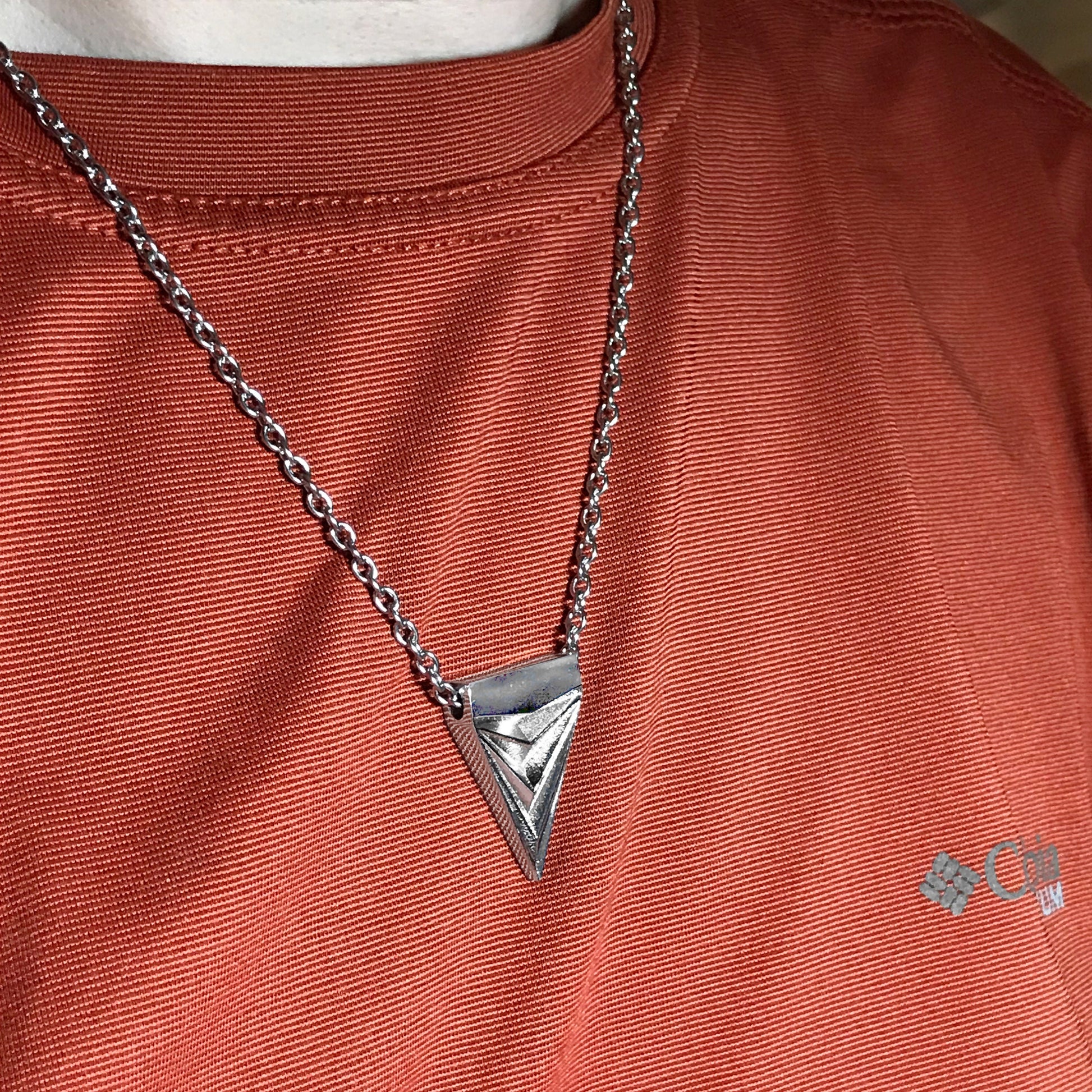 Men's Silver Necklace, Men's Geometric Necklace, Stainless Steel Jewelry, Boyfriend Gift, Mens Triangle Pendant, Cool Jewelry Men