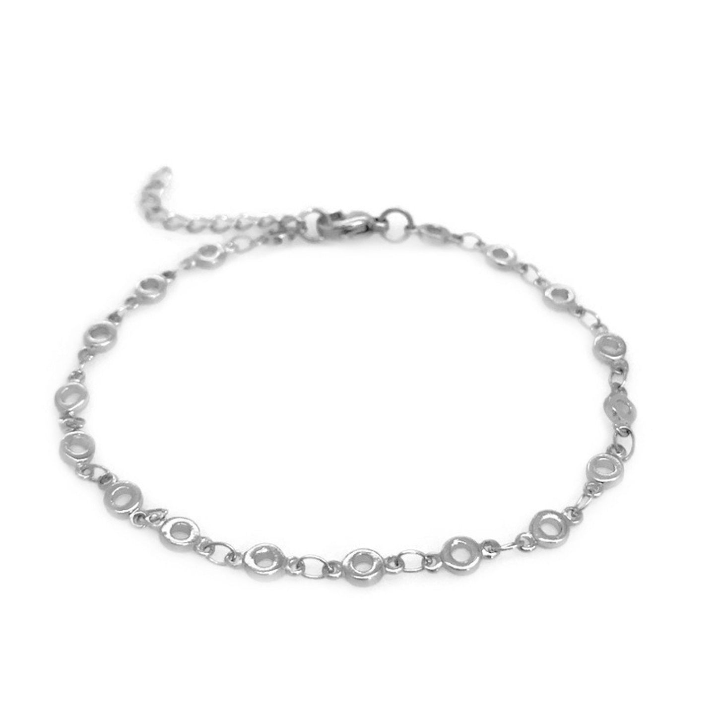 Thin Open Circle Chain Bracelet, Stainless Steel Jewelry for Women, Adjustable Charm Bracelet, Stackable Wrist Candy