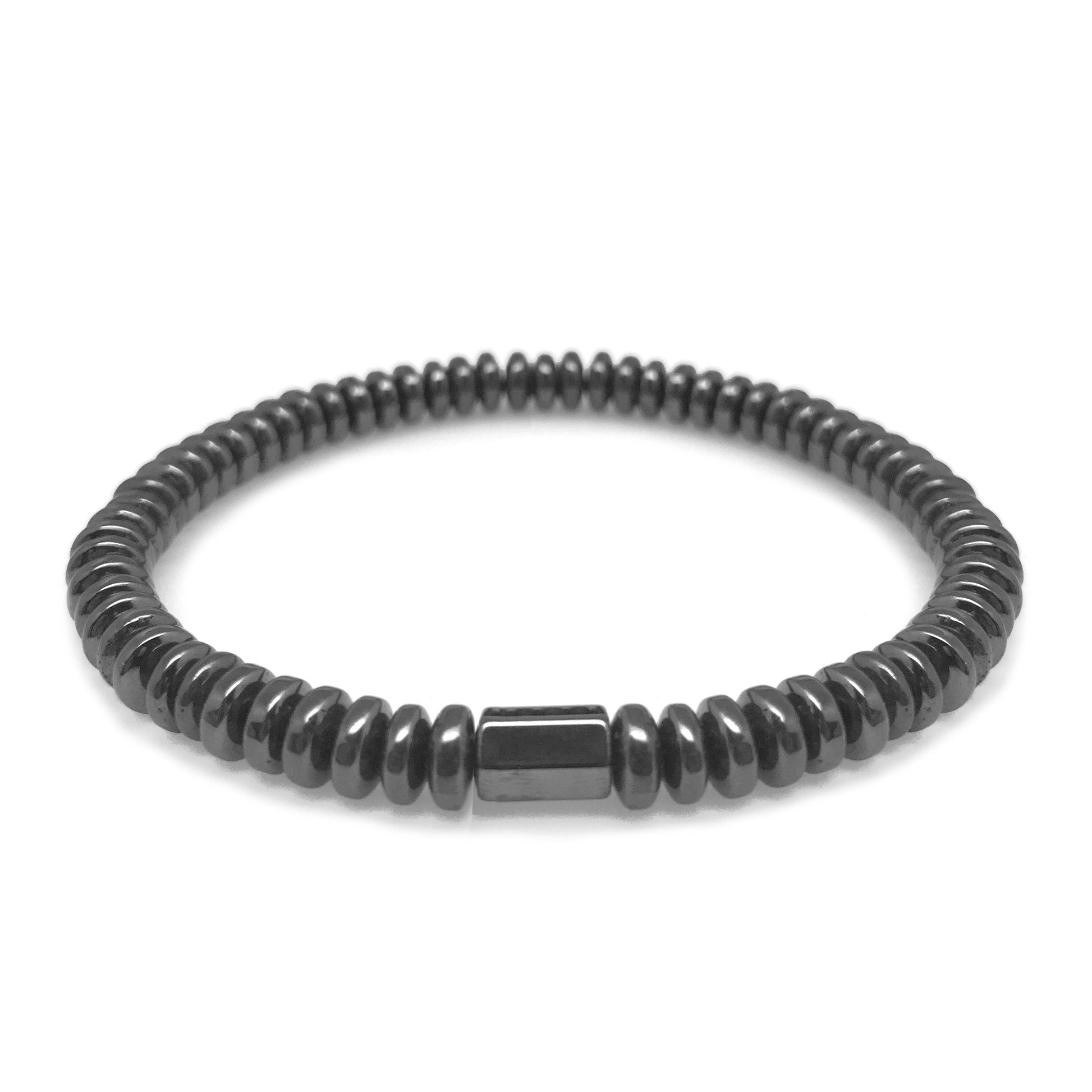 Hematite Bracelet Men, Guys Jewelry, Thin Bracelet Men, 4mm, Unisex Bracelet, Beaded Bracelet, Dark Gray, Stackable