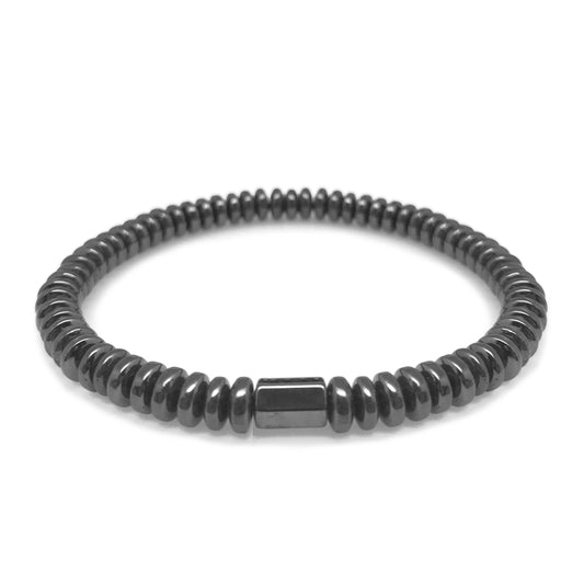 Hematite Bracelet Men, Guys Jewelry, Thin Bracelet Men, 4mm, Unisex Bracelet, Beaded Bracelet, Dark Gray, Stackable