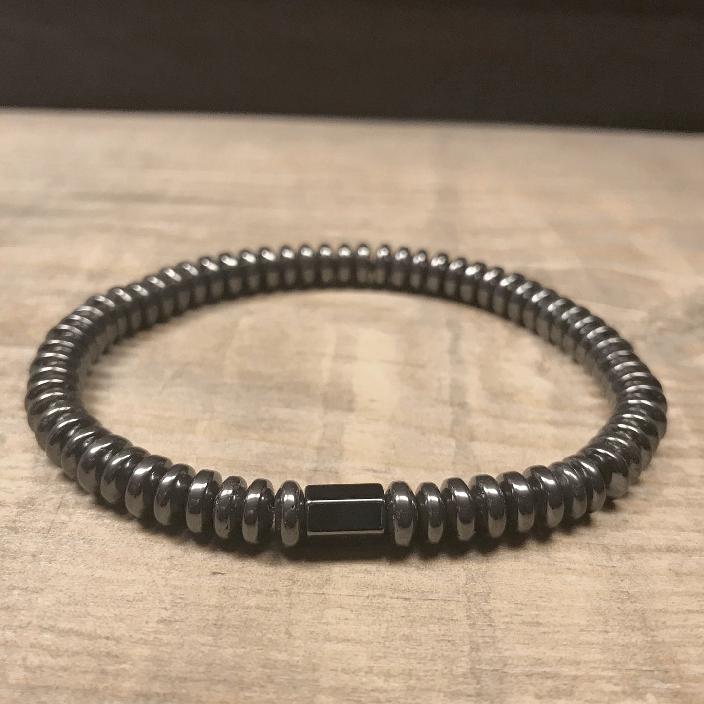 Hematite Bracelet Men, Guys Jewelry, Thin Bracelet Men, 4mm, Unisex Bracelet, Beaded Bracelet, Dark Gray, Stackable