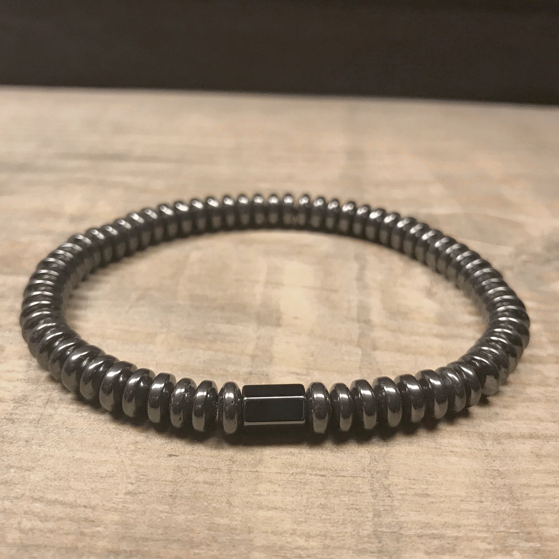 Hematite Bracelet Men, Guys Jewelry, Thin Bracelet Men, 4mm, Unisex Bracelet, Beaded Bracelet, Dark Gray, Stackable