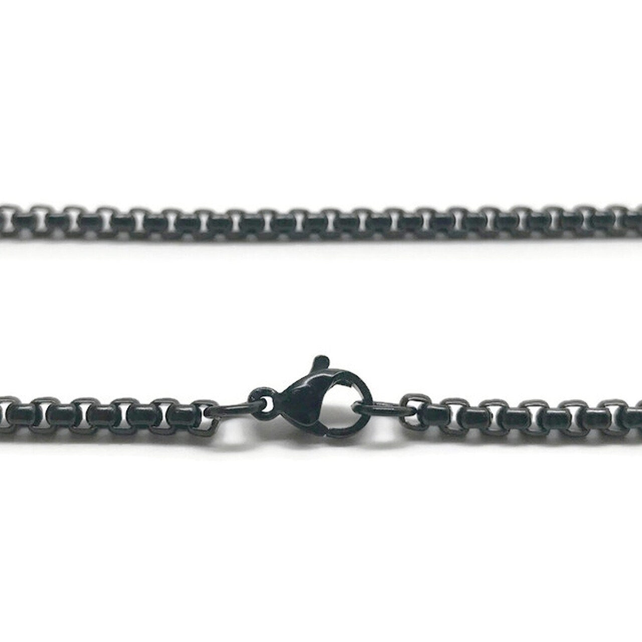 Box Link Necklace Chain (3mm) - Black, 20