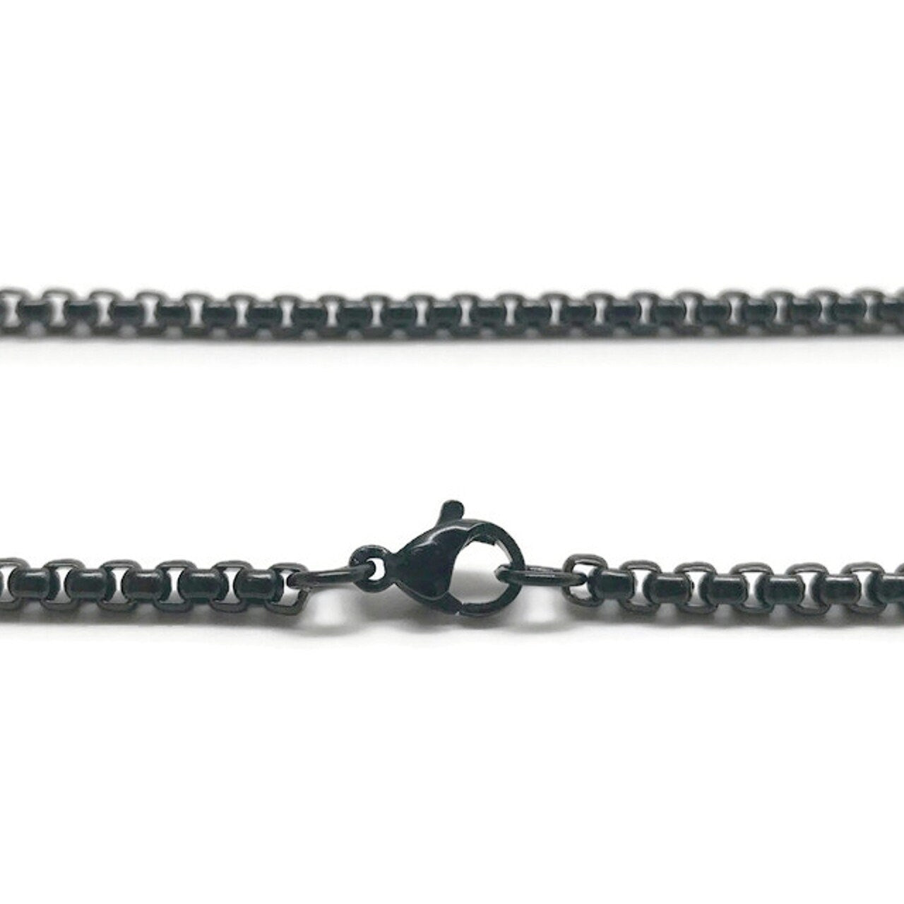 Black Box Chain Necklace, Stainless Steel Chain, 3mm, No Tarnish Jewelry, Gift for Men, 20, 24 and 30 Inch