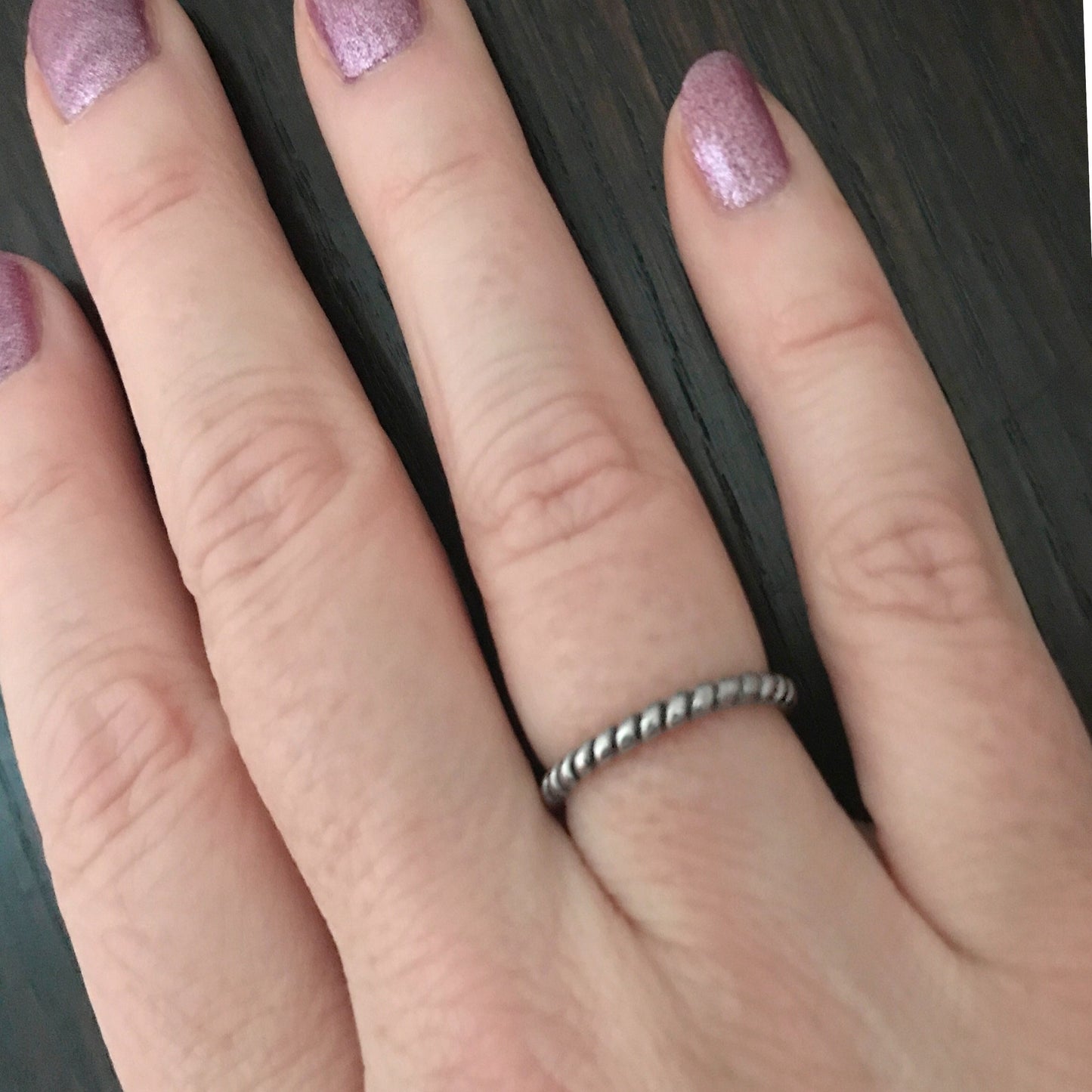Silver Twisted Rope Ring, Stainless Steel Jewelry, 2mm, Celtic Infinity Design, Textured Stacking Ring, Gift for Wife, Non Tarnish