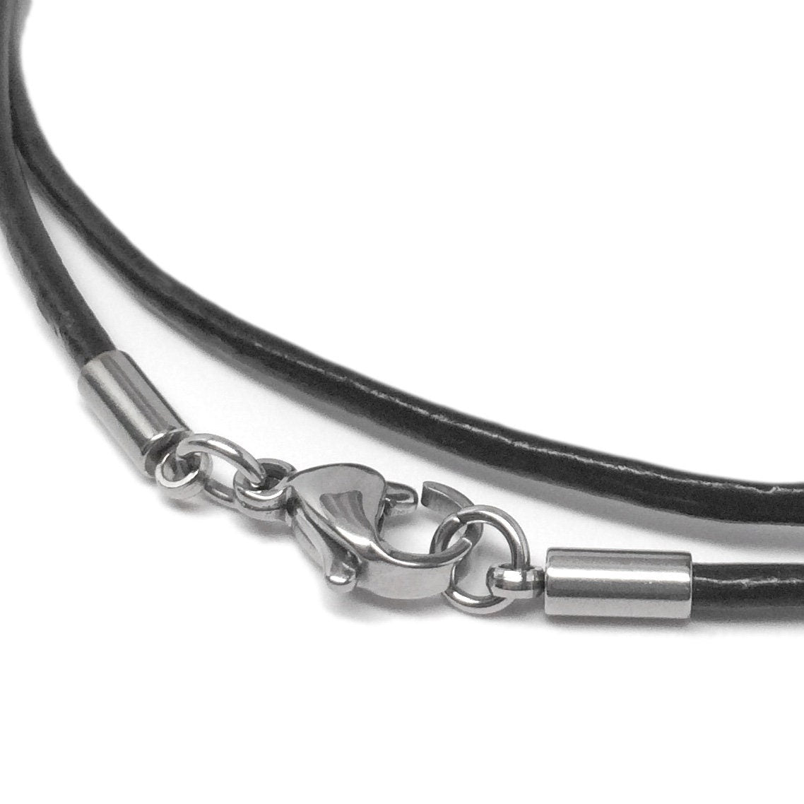 Mens Simple Cross Necklace Leather Cord, Stainless Steel Pendant, Jewelry for Him, Religious Gift for Son, Silver Crucifix