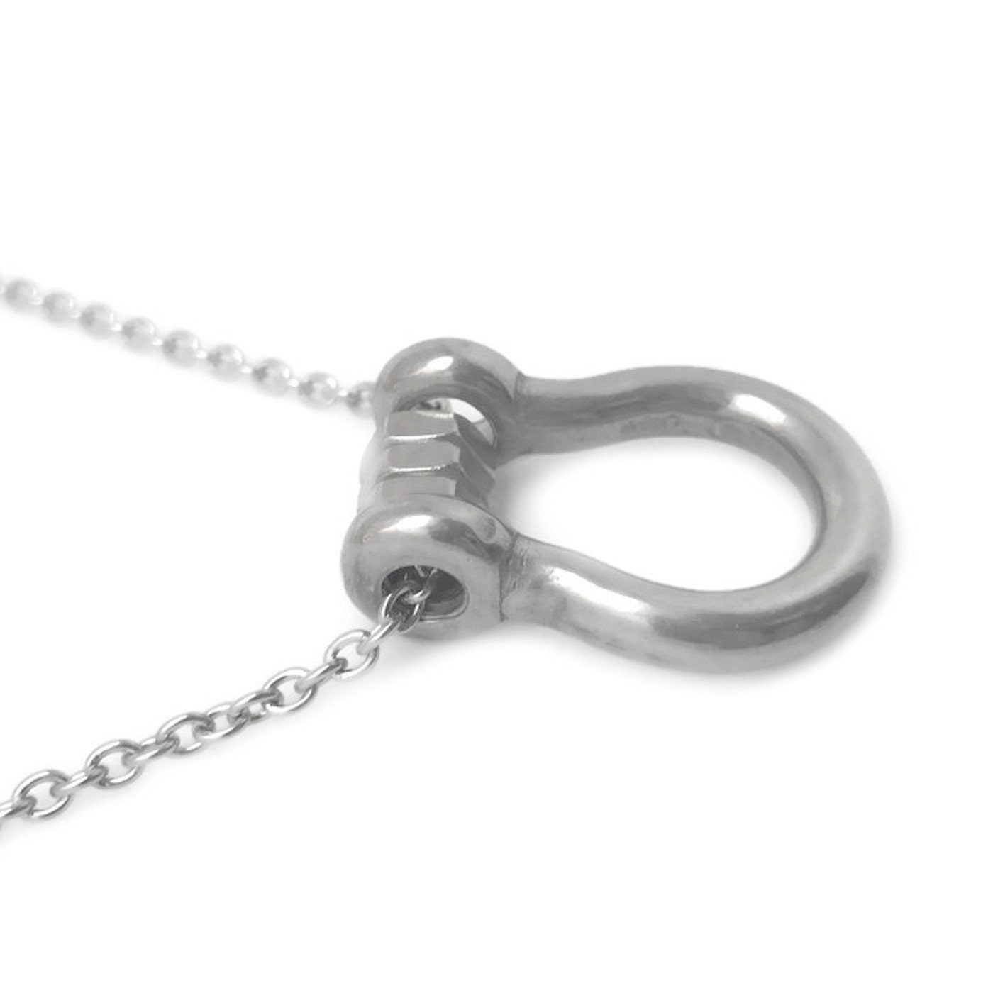 Lucky Horseshoe Necklace, Masculine Jewelry, Stainless Steel Pendant Men, Silver Hardware Necklace, Gift for Guy