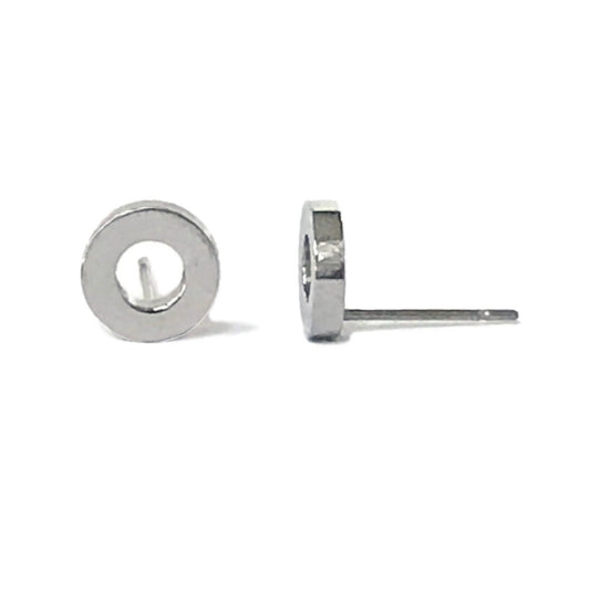 Silver Open Circle Stud Earrings, Stainless Steel, Earrings for 2nd Hole, Earrings you can sleep in, non tarnish stud, unisex