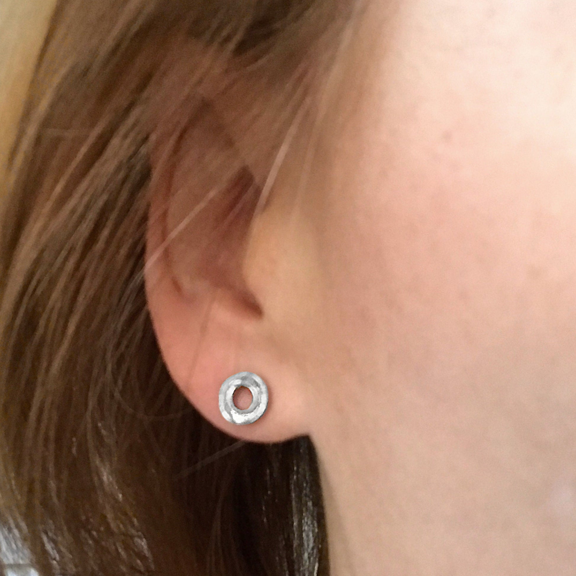 Silver Open Circle Stud Earrings, Stainless Steel, Earrings for 2nd Hole, Earrings you can sleep in, non tarnish stud, unisex