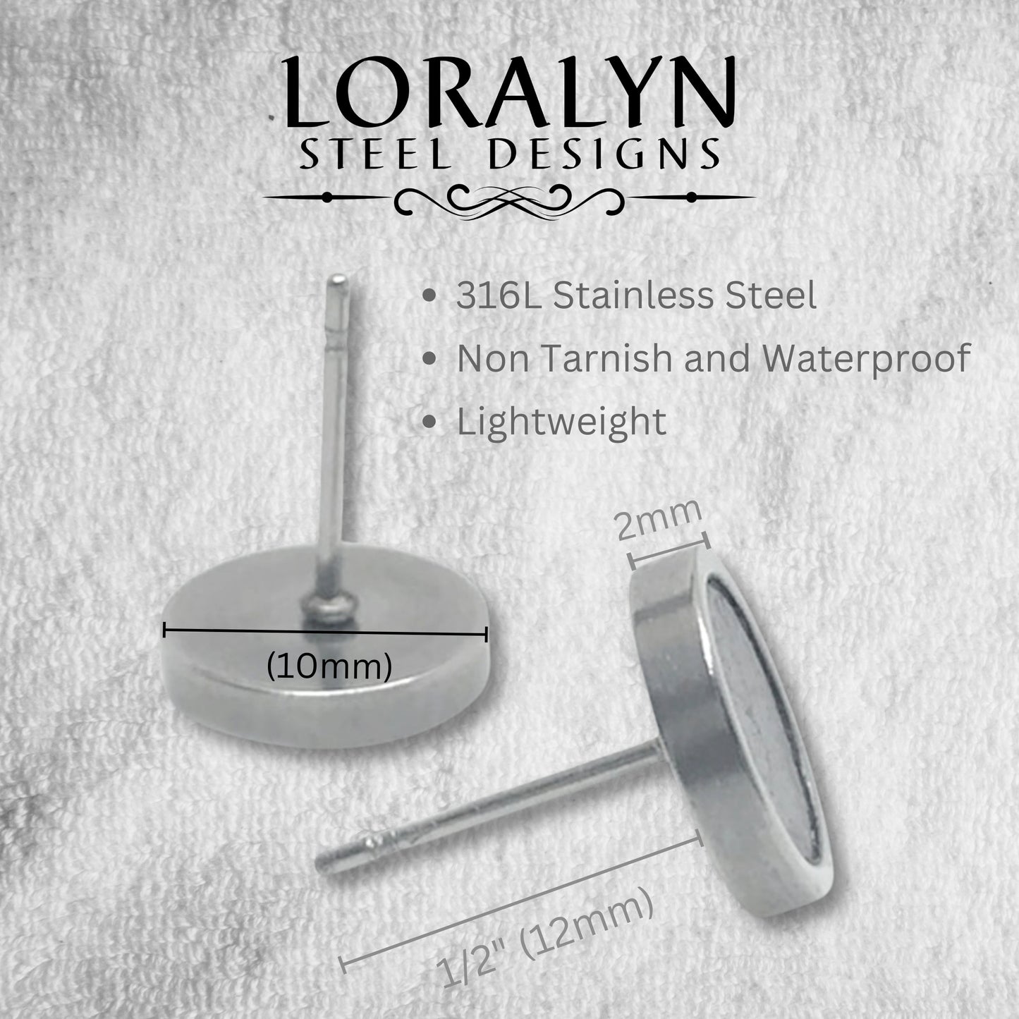 Stainless Steel 10mm Circle Stud Earrings