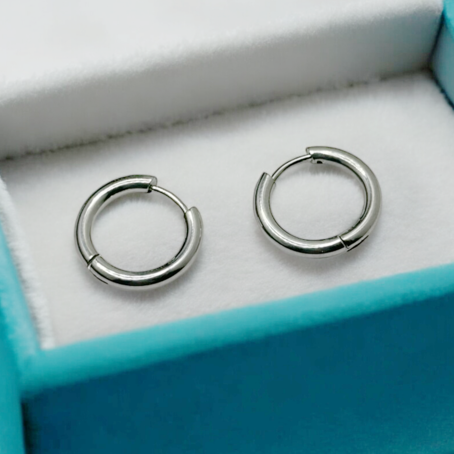 Silver Stainless Steel Huggie Earrings (12mm)