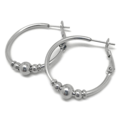 Graduated Bead Hoop Earrings (30mm)