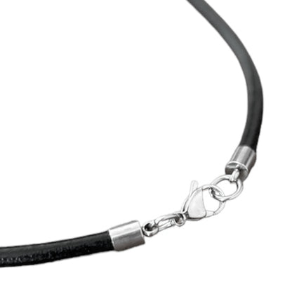 Lobster Clasps 24 Inch Leather Cord Necklace 24-inch Black Rubber