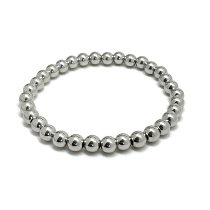 6mm Elastic Silver Bead Bracelet