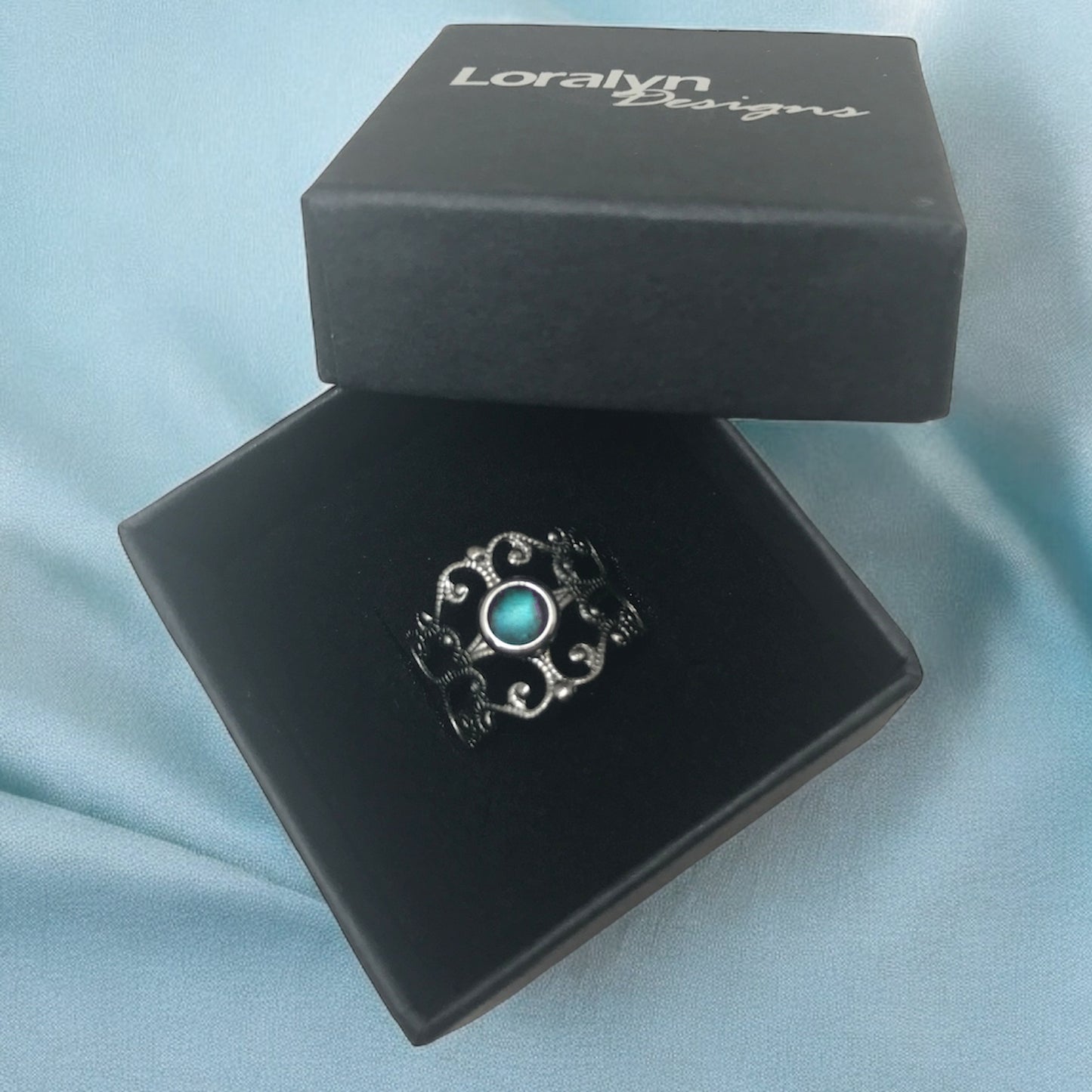 Adjustable Medieval Wide Ring - Teal Blue