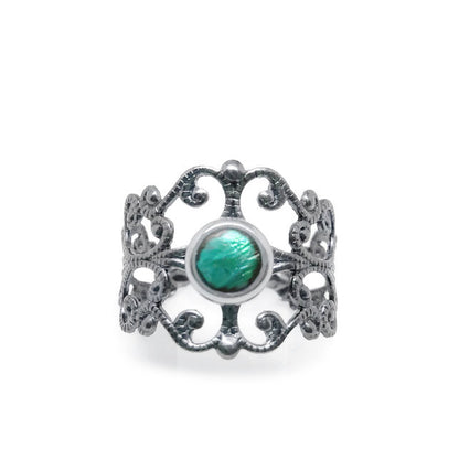 Adjustable Medieval Wide Ring - Teal Blue
