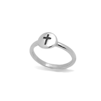 Stainless Steel Cross Ring Womens 2mm Stackable Band