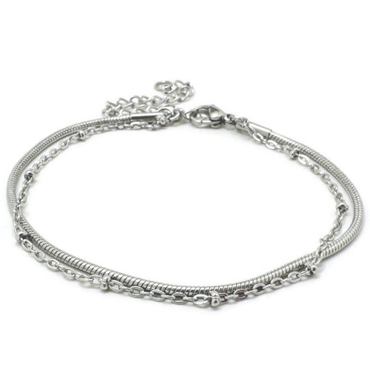 Thin Two Chain Layered Bracelet
