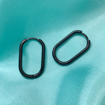 Small Oval Hinged Earrings, Stainless Steel Plain Small Hoops, Minimalist Silver Jewelry, Gender Neutral Hoops, Rectangular Hoop Earrings