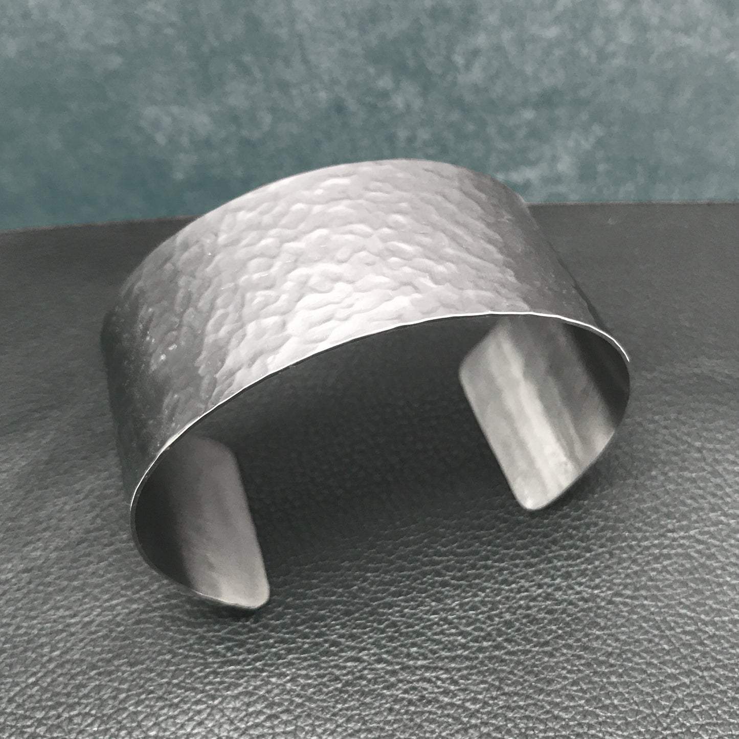 Adjustable Wide Stainless Steel Cuff Bracelet, Hand Hammered Texture, 1.25 Inch Wide Silver Cuff, Non Tarnish, Waterproof, Wide Band Cuff