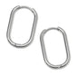 Small Oval Hinged Earrings, Stainless Steel Plain Small Hoops, Minimalist Silver Jewelry, Gender Neutral Hoops, Rectangular Hoop Earrings