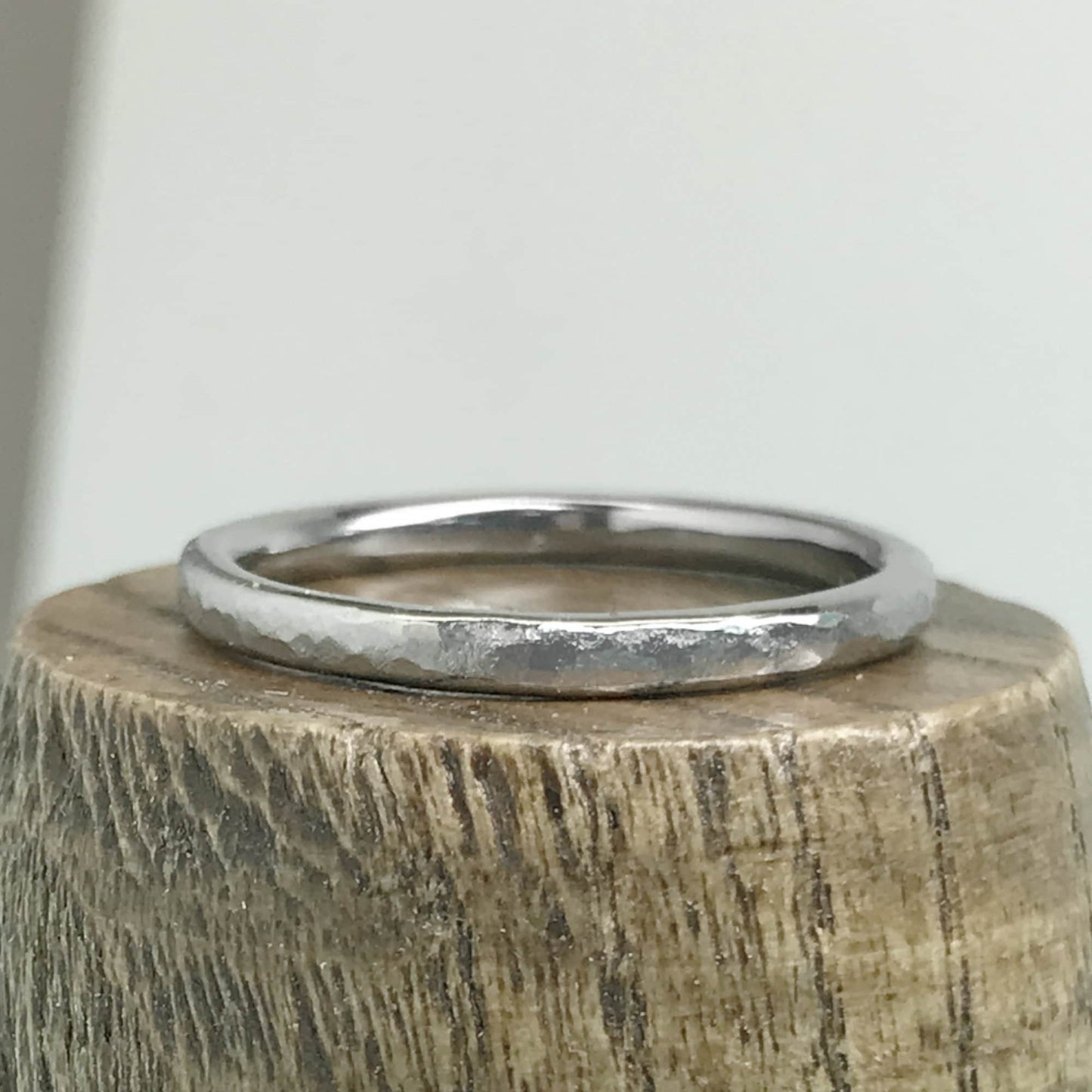 2mm Hammered Ring, Thin Stainless Steel Mens Ring, Silver Textured Band Ring, Simple Minimalist Jewelry, Non Tarnish, Waterproof